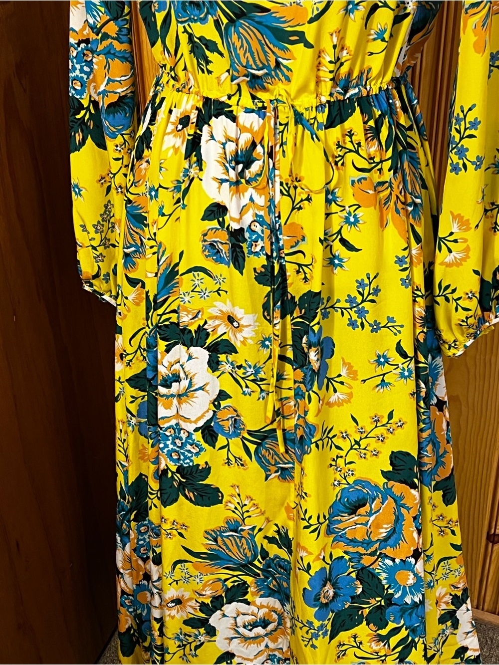 Diane Von Furstenberg Silk Bournier Acid Yellow Floral Print Maxi Dress Sz-4 - Picture 4 of 12
